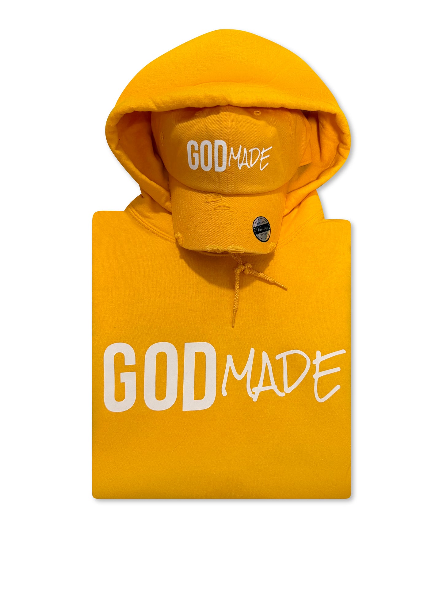 (Mustard Seed Yellow) GodMade Unisex Hoodie & Hat Combo