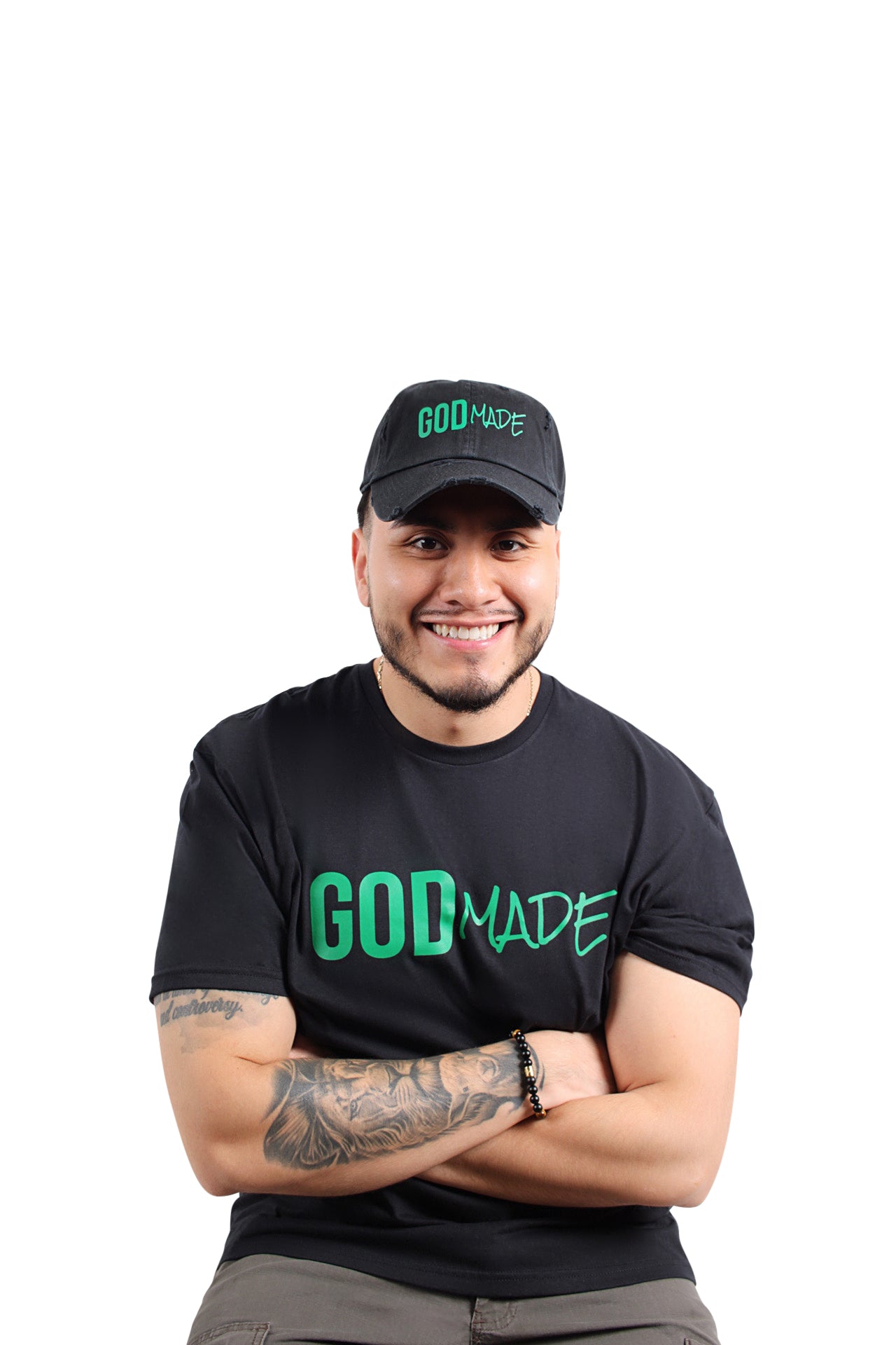 (Black & Green) GodMade Unisex Hat & Shirt Combo