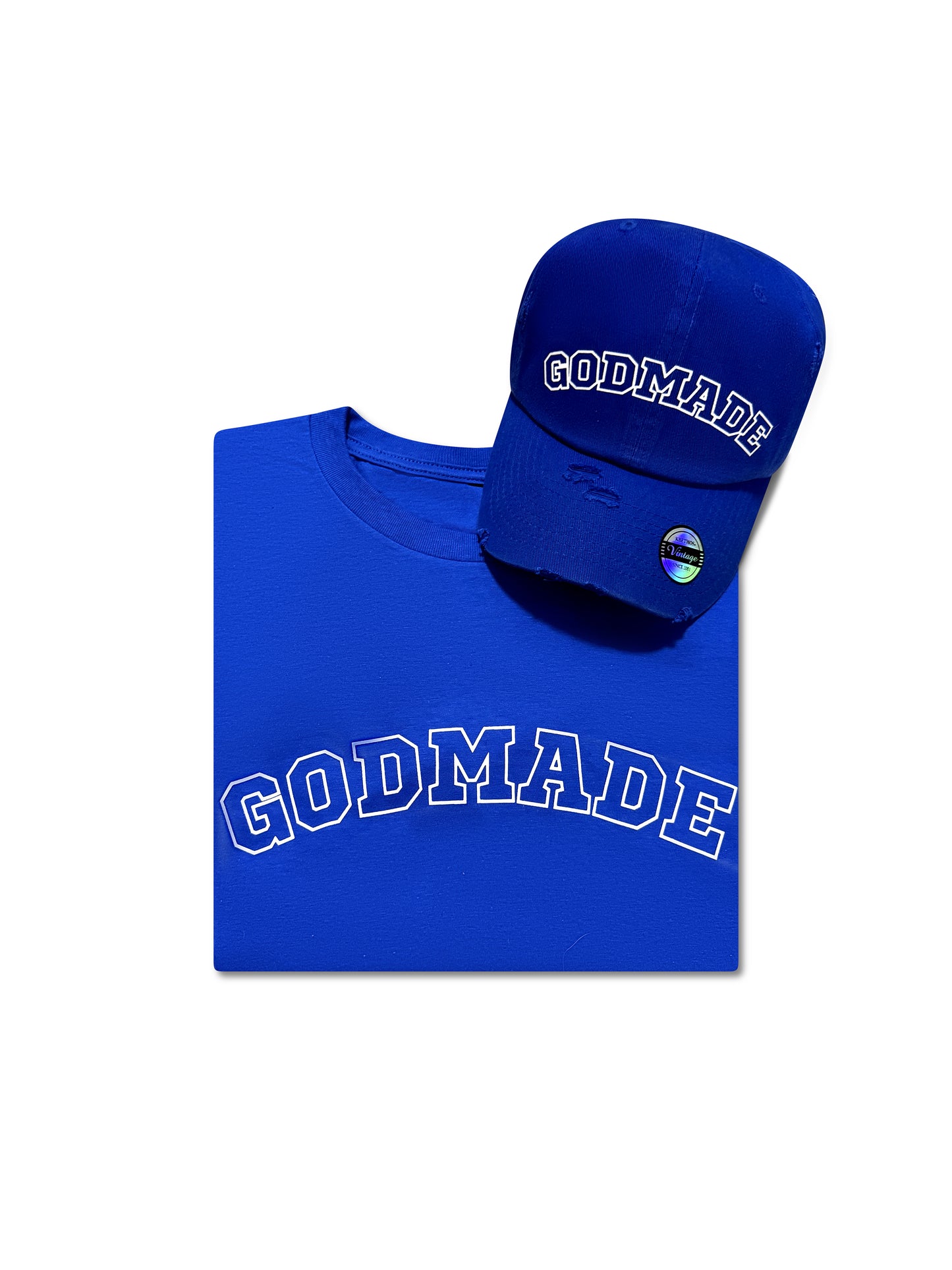 (Living Water Blue) GodMade Varsity Hat & Shirt Combo
