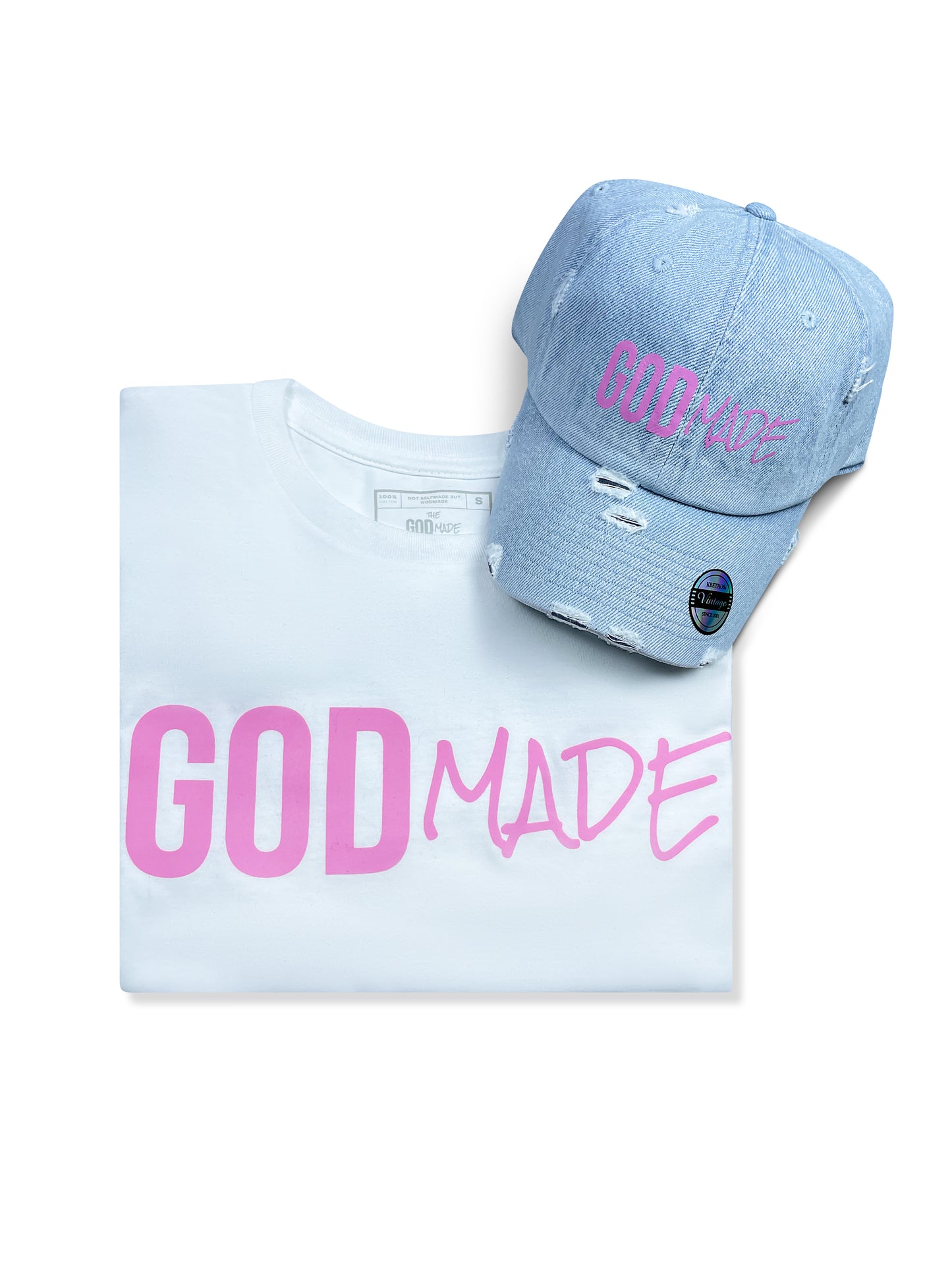 (Promise Pink) GodMade Unisex Hat & Shirt Combo