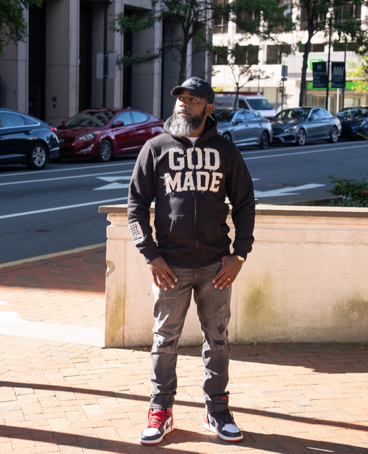 (Mercy Black) New Creation Distressed Letter Hoodie