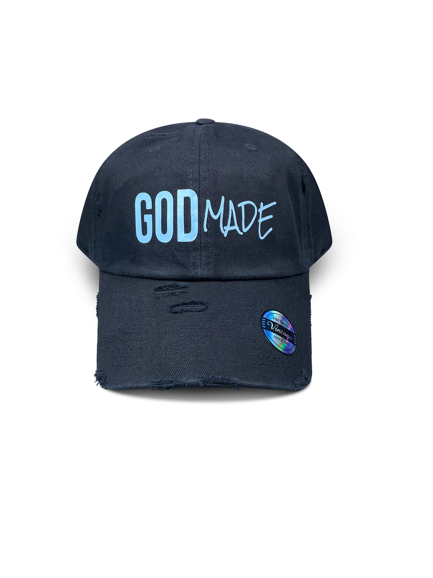 (Black & Carolina Blue) GodMade Dad Hat