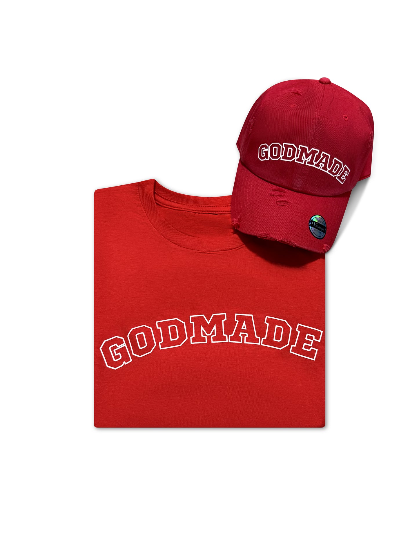 (The Blood Red) GodMade Varsity Hat & Shirt Combo