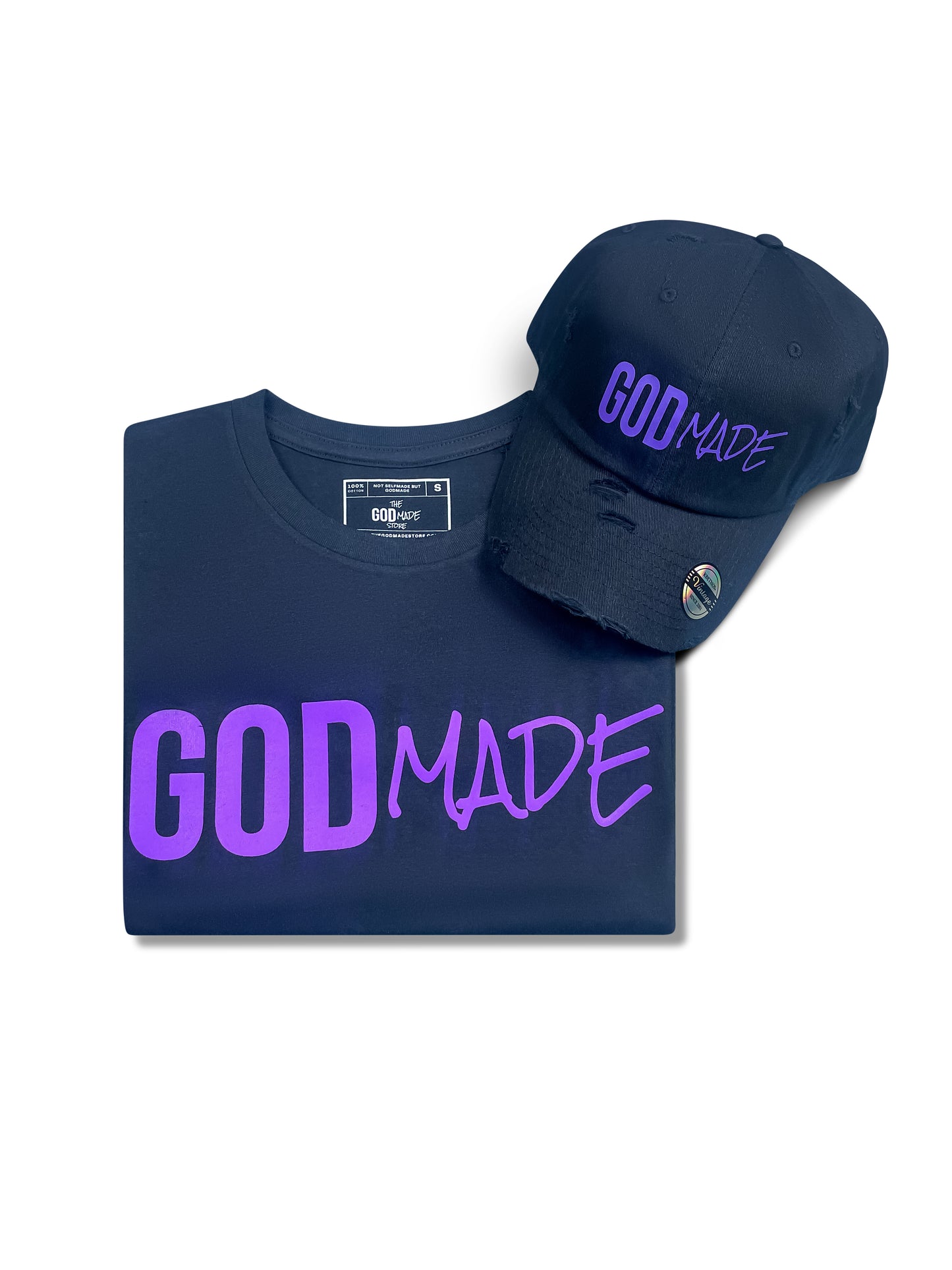 (Black & Purple) GodMade Unisex Hat & Shirt Combo