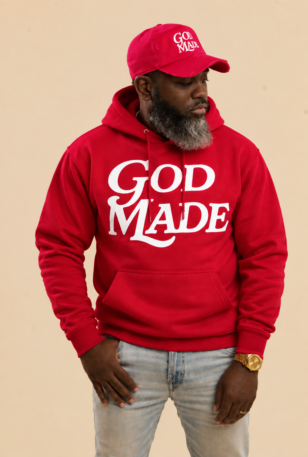 (Blood Red) GodMade Unisex Hoodie & Hat Combo
