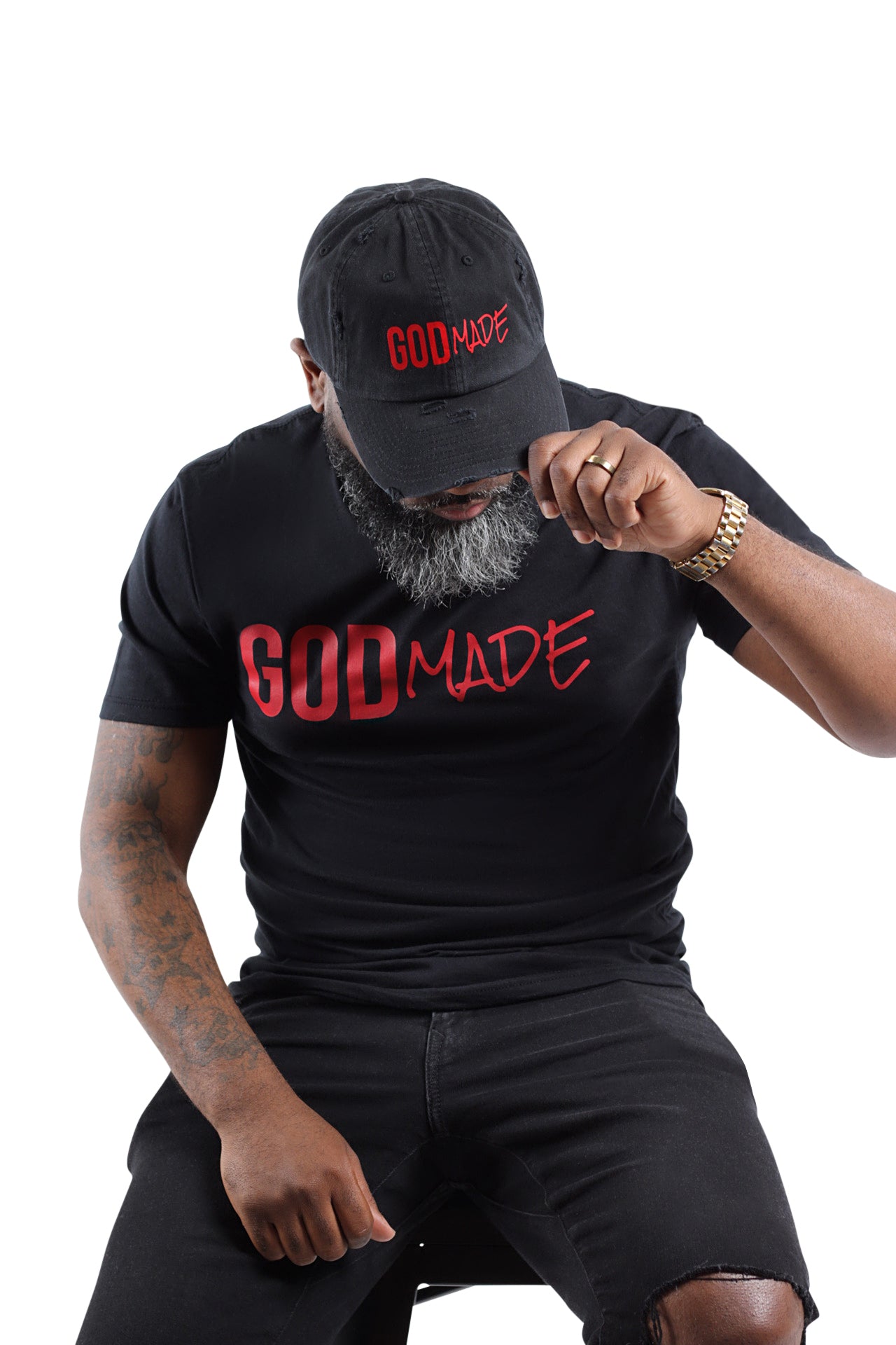 (Black & Red) Unisex Hat & Shirt Combo