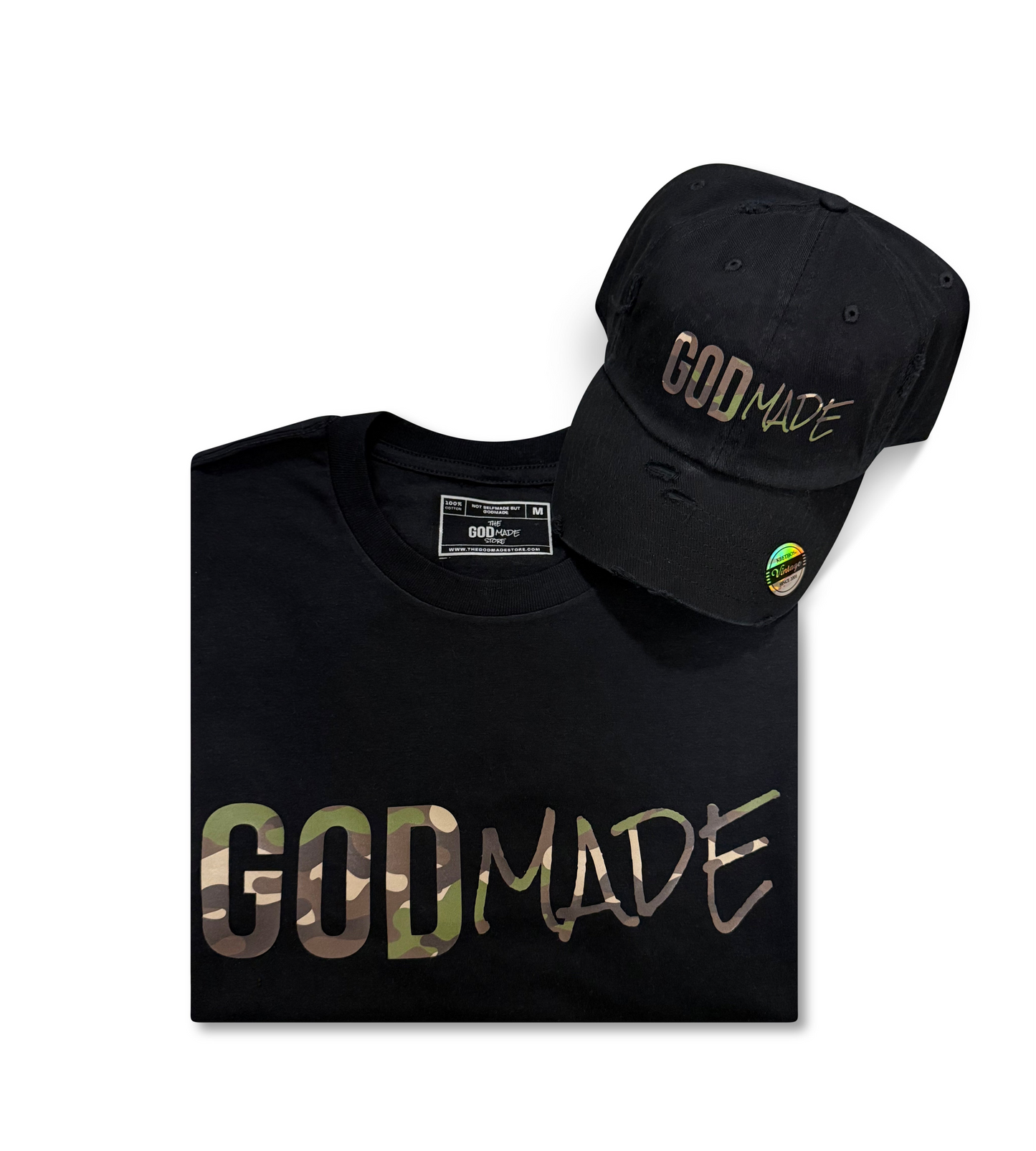 (Mercy Black Camo) GodMade Unisex Hat & Shirt Combo