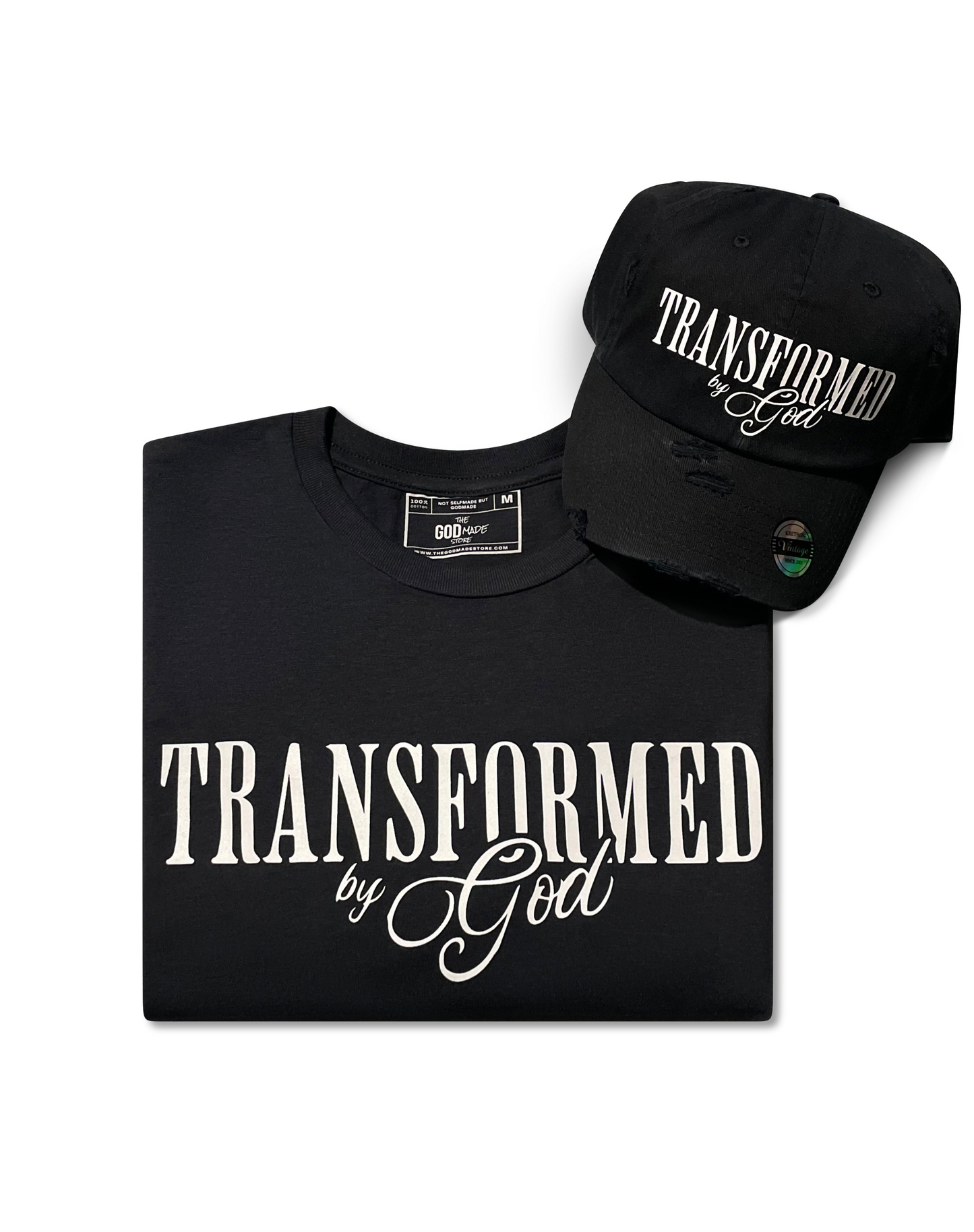 (Mercy Black) Transformed By God Unisex Hat & Shirt Combo