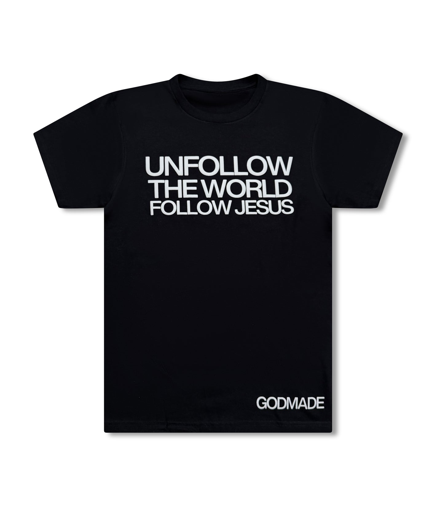 (Mercy Black) Puff Print Follow Jesus Unisex T-Shirt