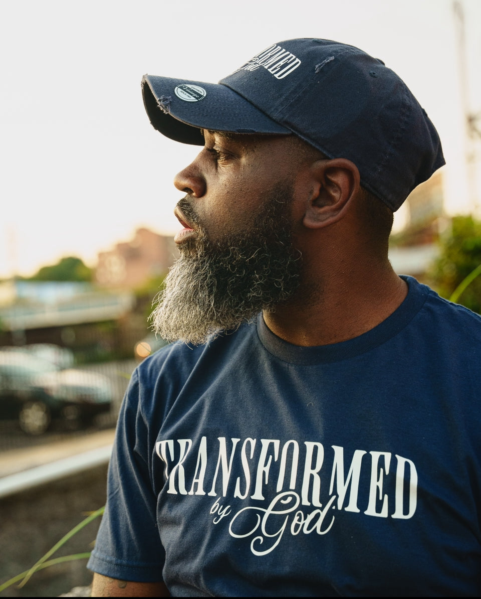(Deep Water Navy) Transformed By God Unisex Hat & Shirt Combo