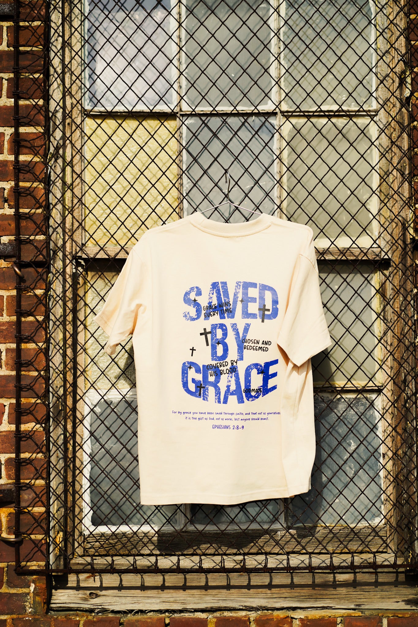 (Off White ) Saved By Grace Boxy Unisex T-Shirt