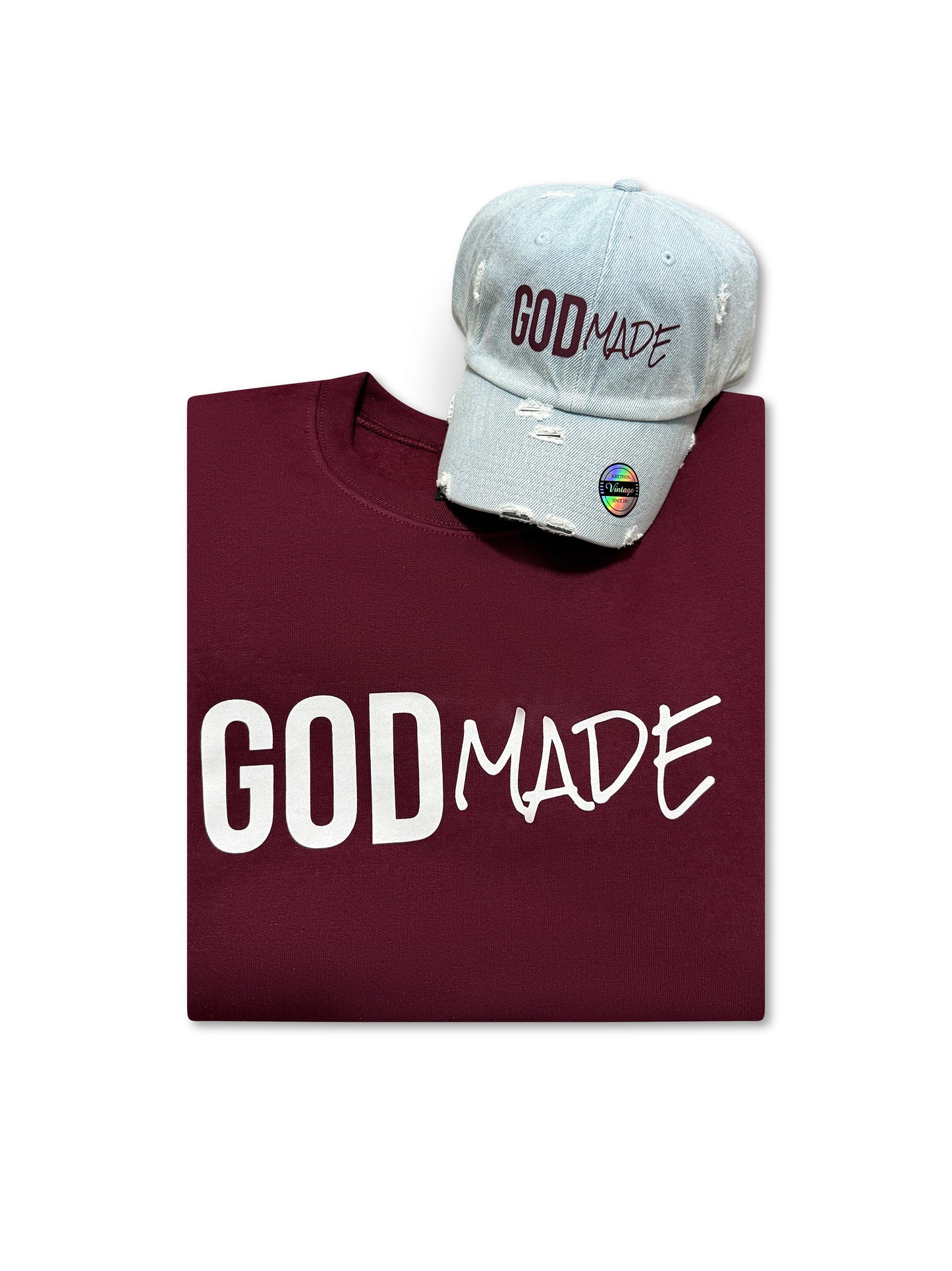 (Covenant Maroon) Crewneck Sweatshirt & Hat Combo