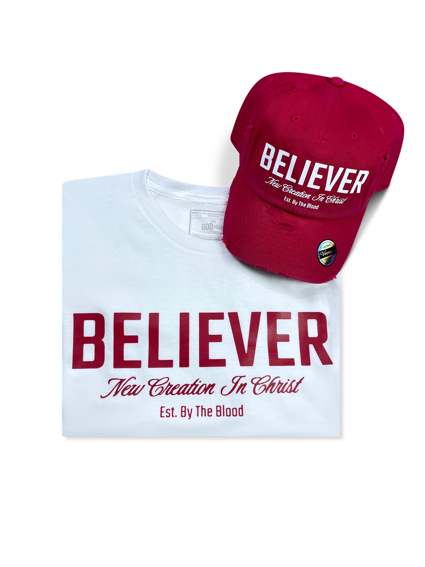 (Red) Believer Unisex Hat & Shirt Combo