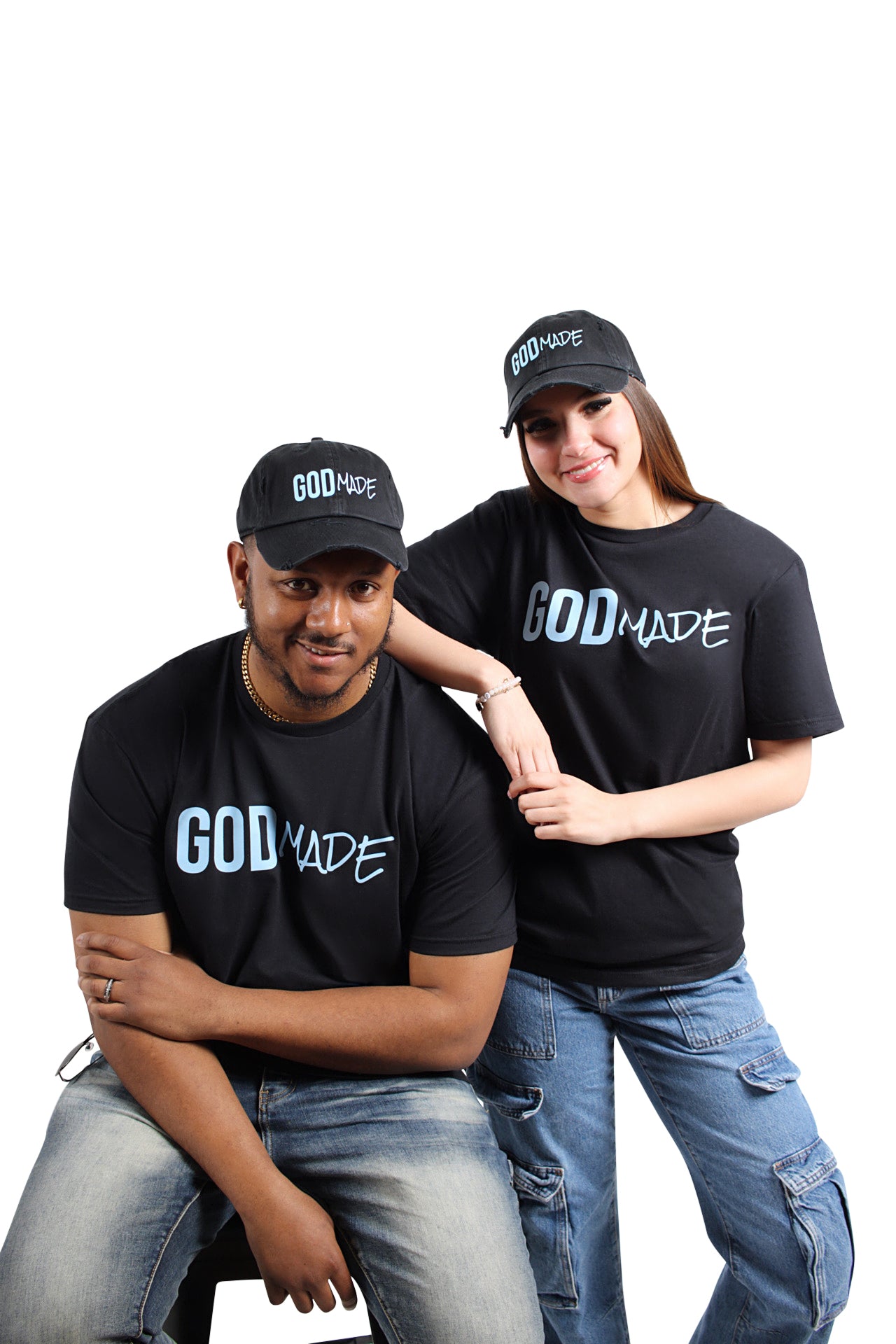 (Black & Carolina Blue) Unisex Hat & Shirt Combo