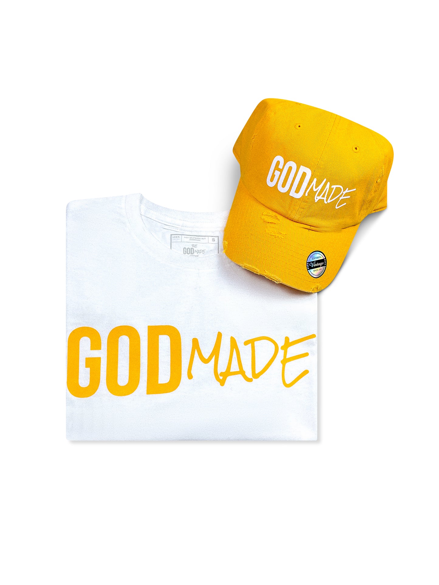 (Mustard) GodMade Unisex Hat & Shirt Combo