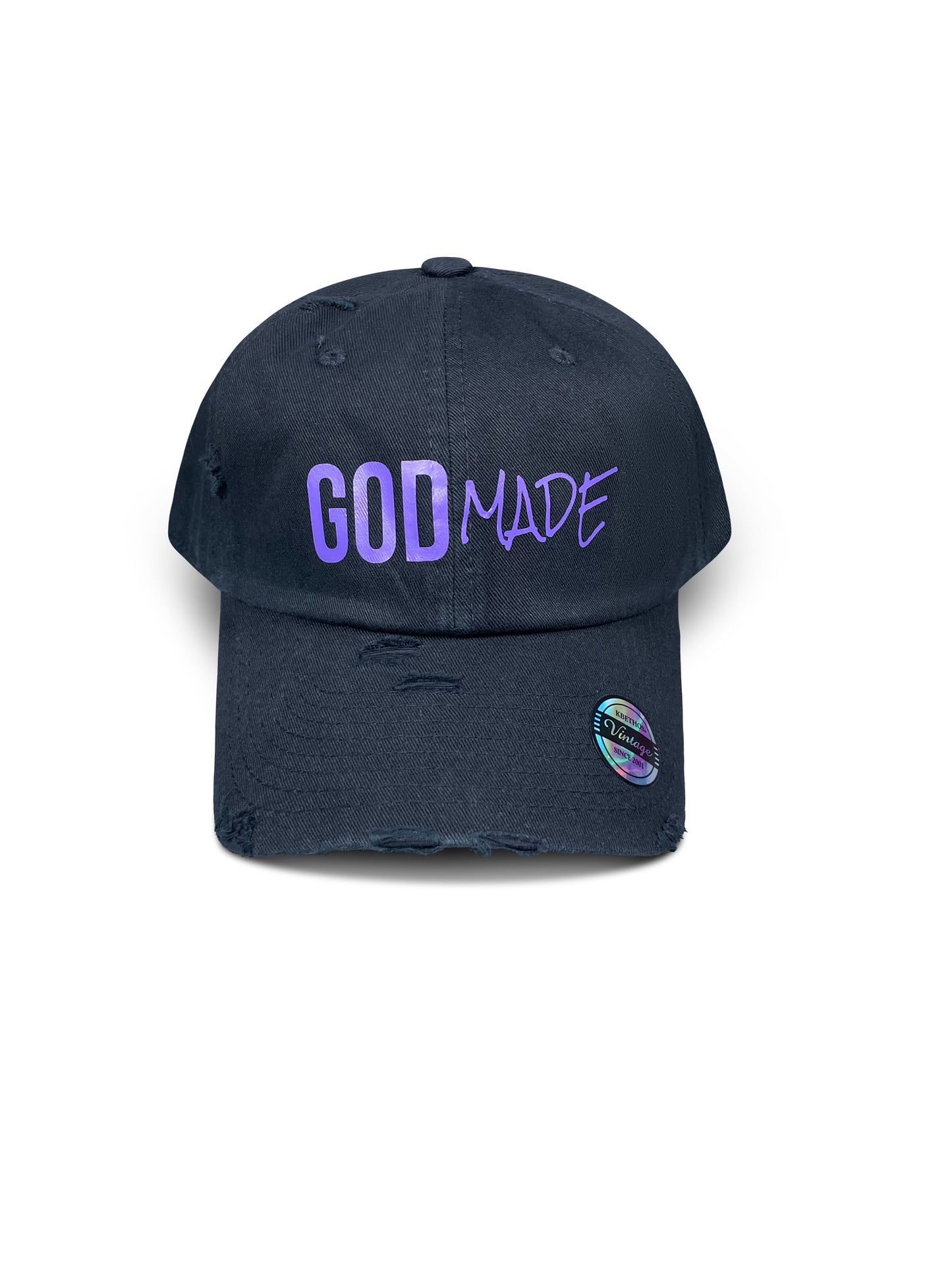 (Black & Purple) GOD MADE DAD HAT