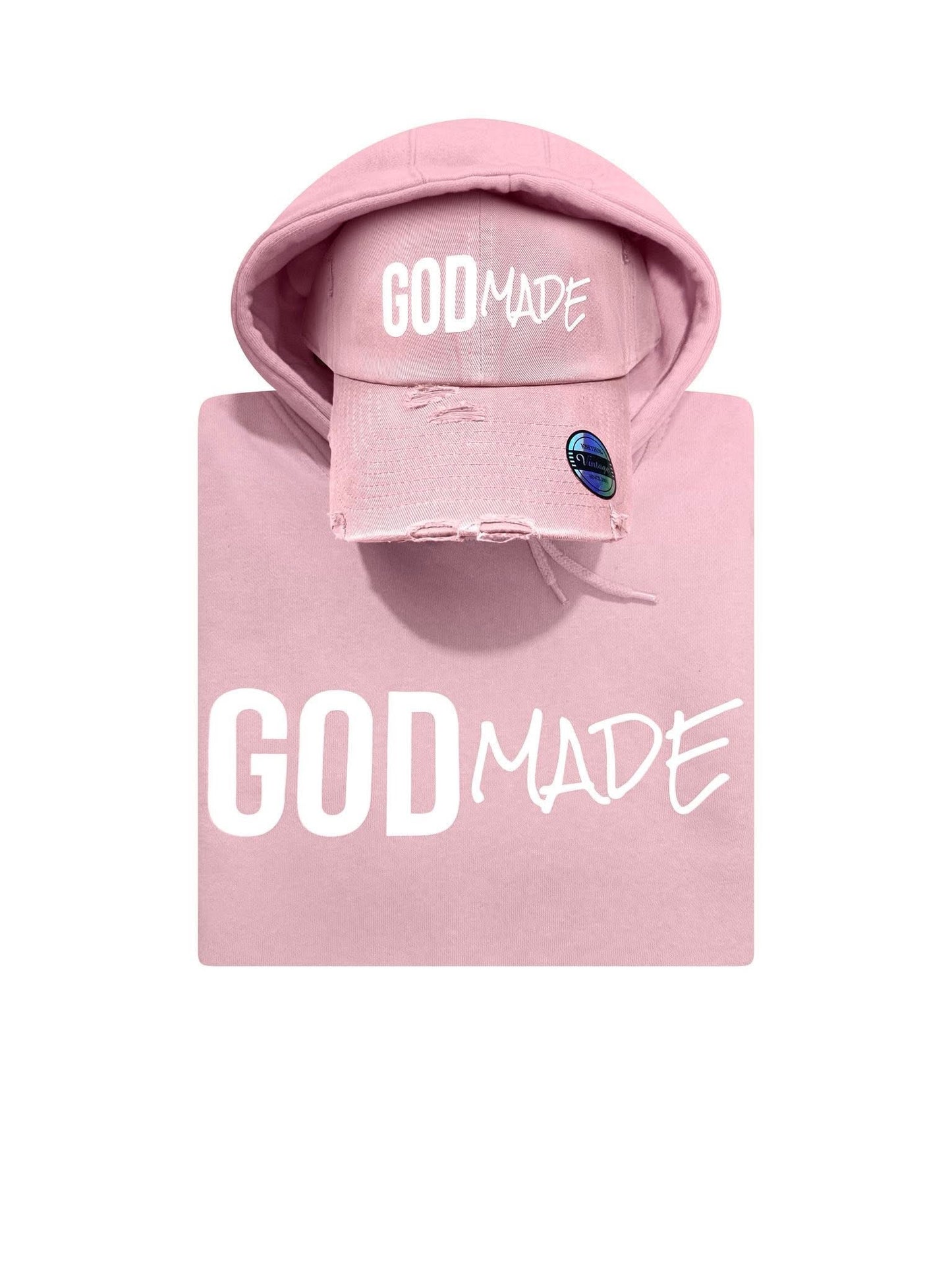 (Light Pink) GodMade Unisex Hoodie & Hat Combo