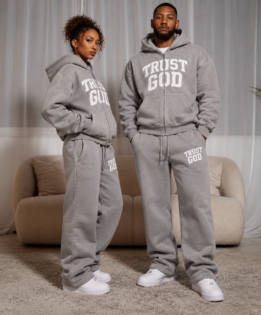 (Cement Gray) Trust God Unisex Sweatsuit