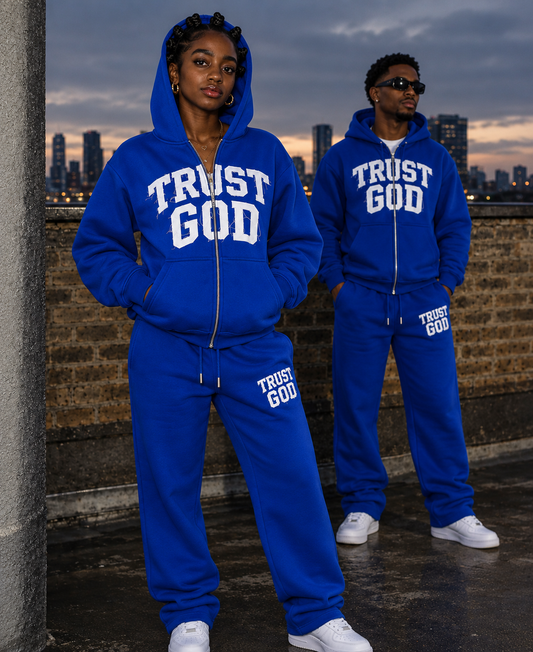 (Living Water Blue) Trust God Unisex Sweatsuit