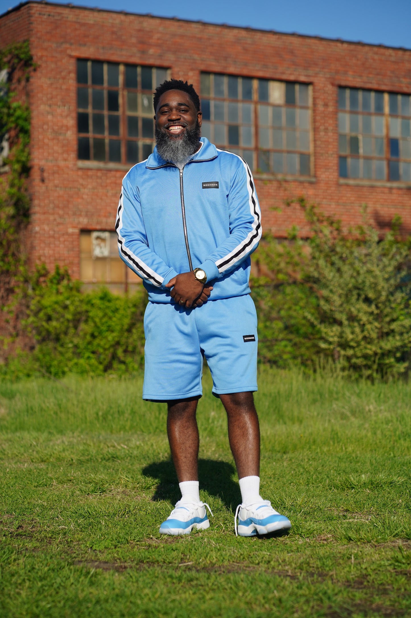 (Heavenly Blue) Statement Unisex Track Jacket & Short Set