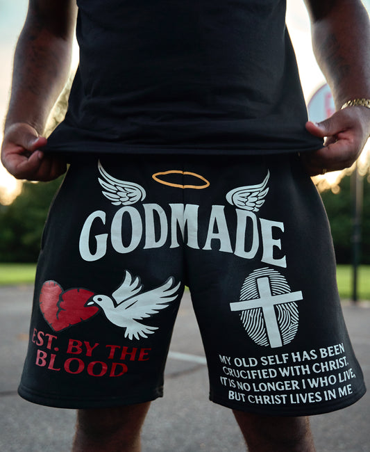 (Mercy Black) Limited Crucified With Christ Sweatshorts