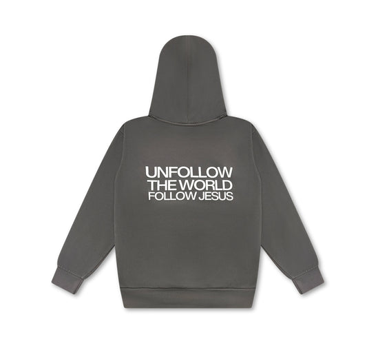 (Shadow Gray) Puff Print Follow Jesus Unisex Hoodie