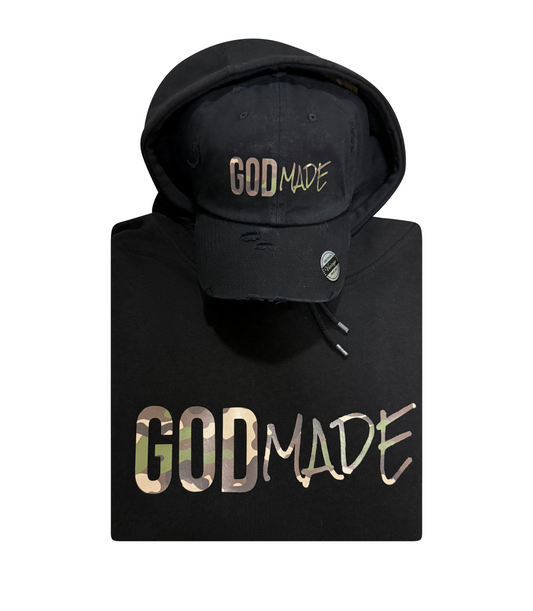 (Mercy Black & Camo) GodMade Unisex Hoodie & Hat Combo