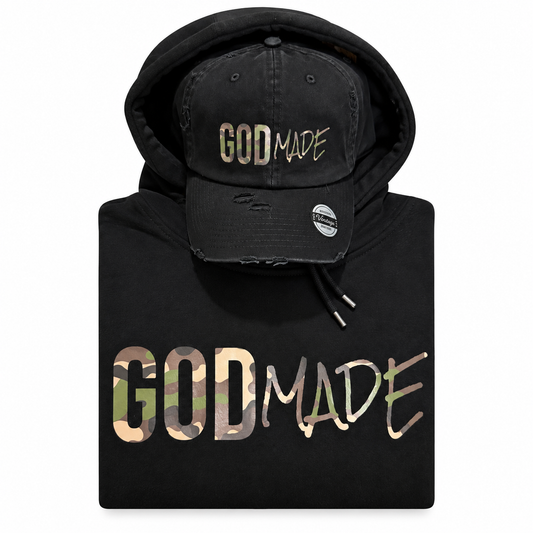(Mercy Black & Camo) GodMade Unisex Hoodie & Hat Combo