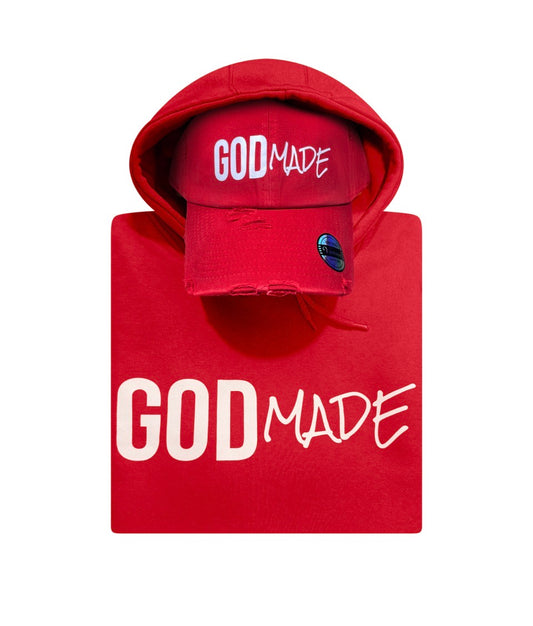 (The Blood Red) GodMade Unisex Hoodie & Hat Combo
