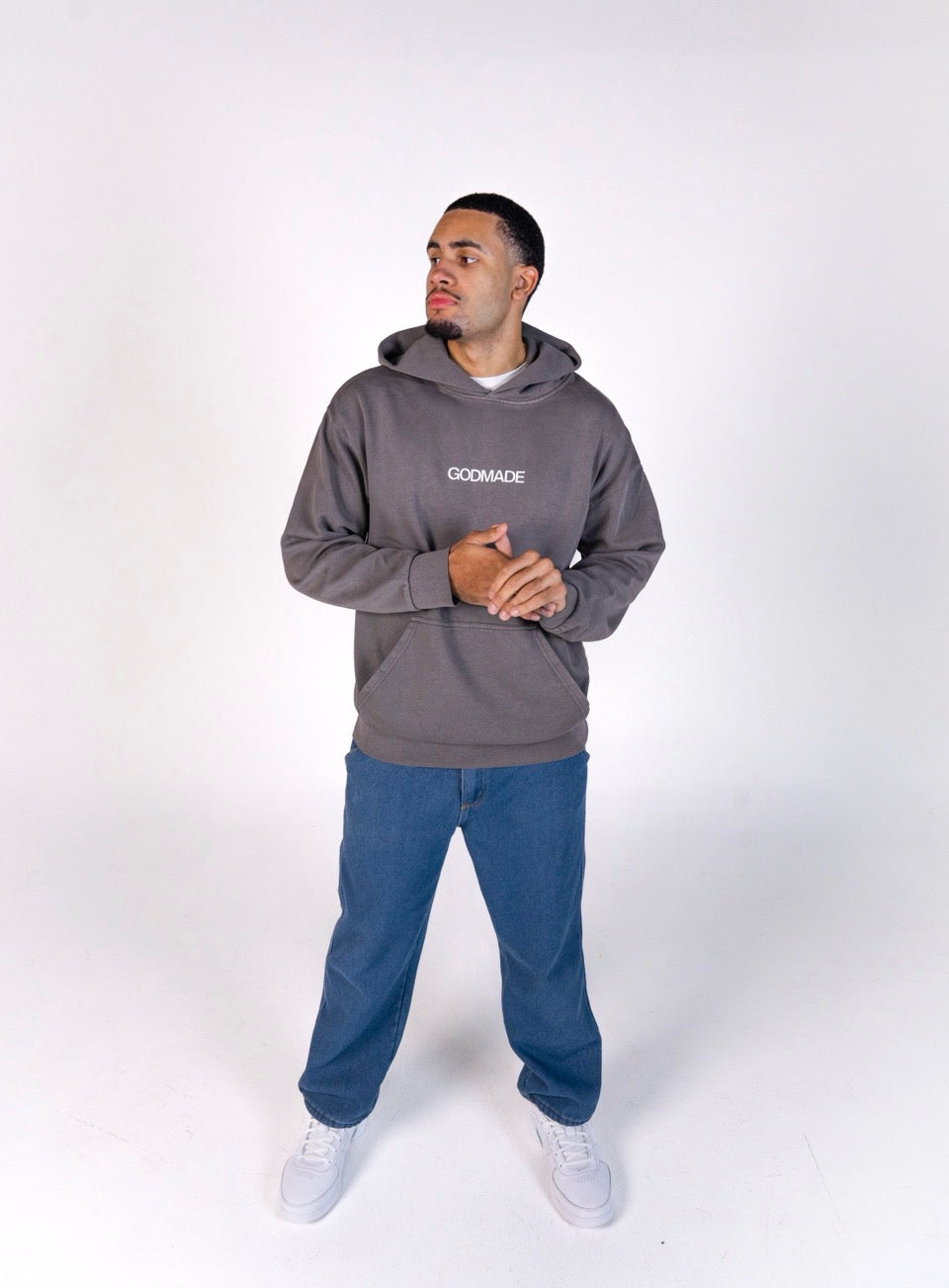 (Shadow Gray) Puff Print Follow Jesus Unisex Hoodie