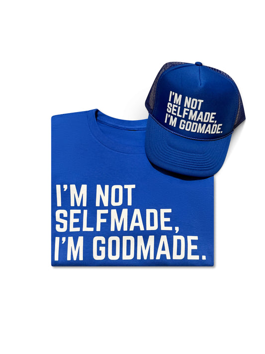 (Living Water Blue) Not SelfMade I’m GodMade Unisex Hat & Shirt Combo