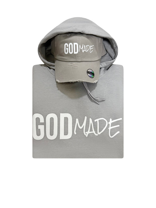 (Cement Gray) GodMade Unisex Hoodie & Hat Combo