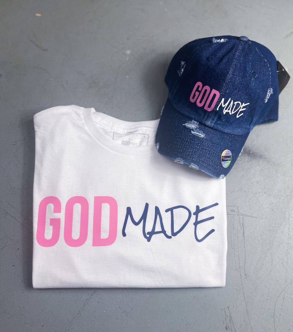 (Denim & Pink) UNISEX HAT & SHIRT COMBO