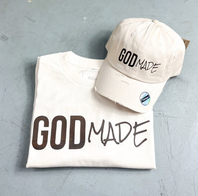 (Off White & Brown) UNISEX HAT & SHIRT COMBO