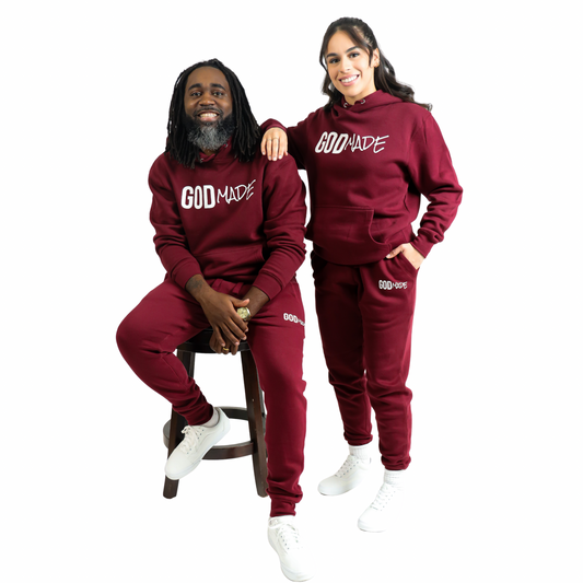 (Covenant Maroon) GodMade Unisex Sweatsuit