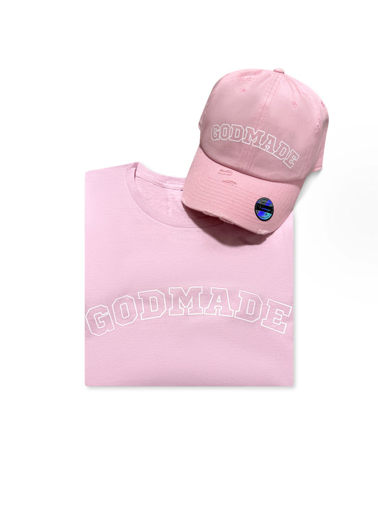 (Light Pink) GodMade Varsity Hat & Shirt Combo