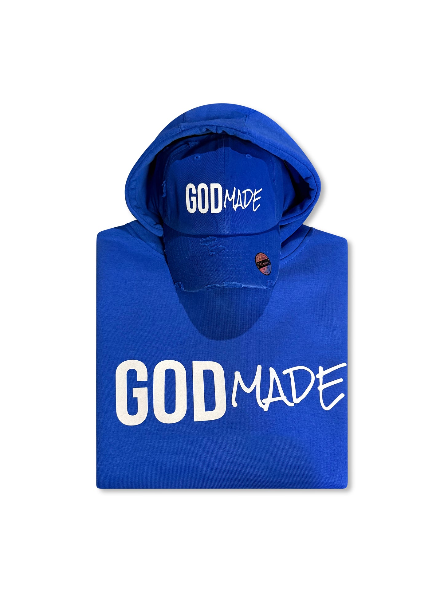 (Living Water Blue) GodMade Classic Unisex Hoodie & Hat Combo