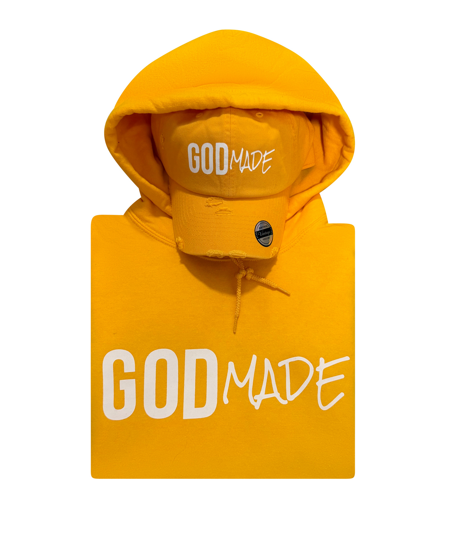 (Mustard Seed Yellow) GodMade Unisex Hoodie & Hat Combo