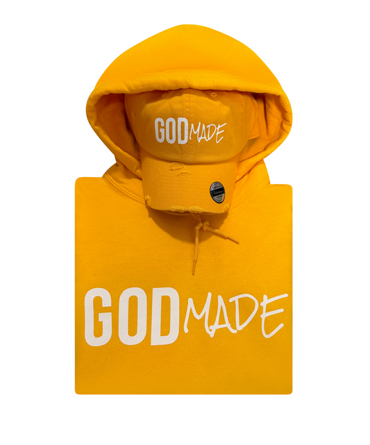 (Mustard Seed Yellow) GodMade Unisex Hoodie & Hat Combo