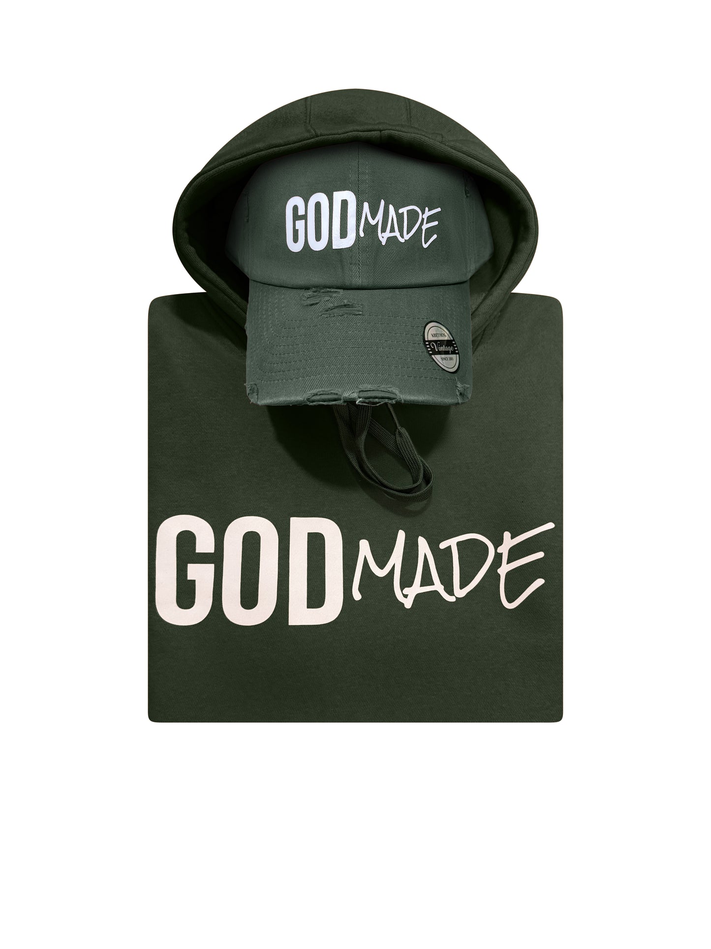 (Forest Green) GodMade Classic Unisex Hoodie & Hat Combo