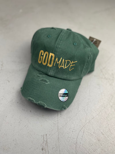 (Hunter Green & Gold) GodMade Dad Hat