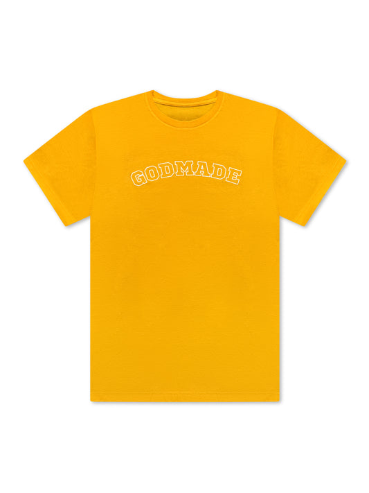 (Mustard Seed Yellow) GodMade Varsity Unisex T-Shirt