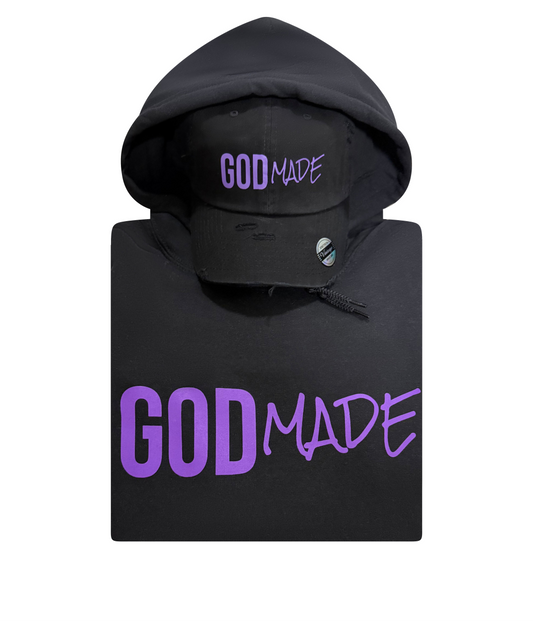 (Mercy Black & Priesthood Purple) GodMade Unisex Hoodie & Hat Combo