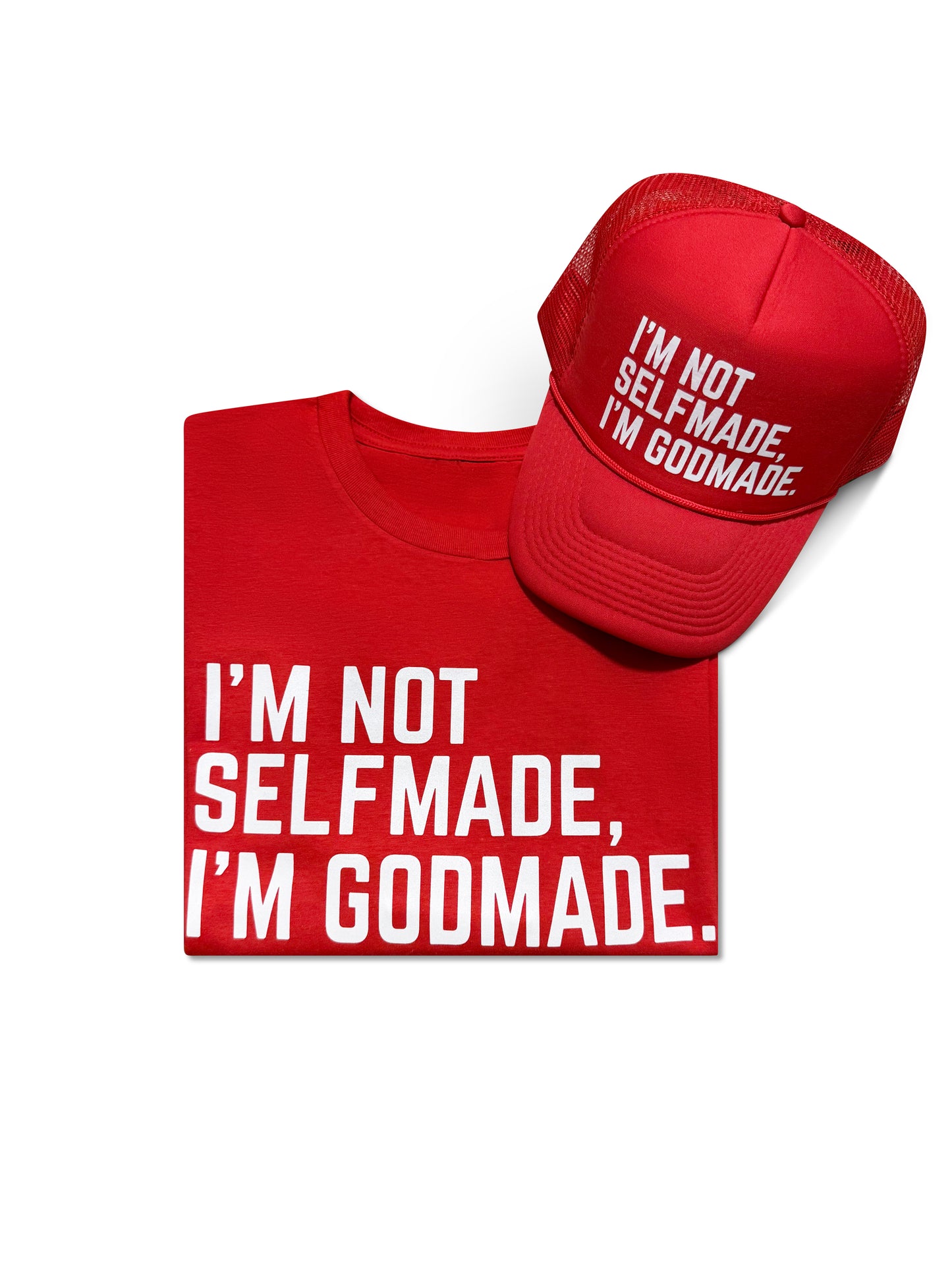 (The Blood Red) Not SelfMade I’m GodMade Unisex Hat & Shirt Combo