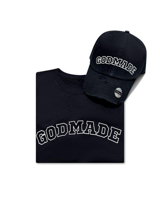 (Mercy Black) GodMade Varsity Hat & Shirt Combo