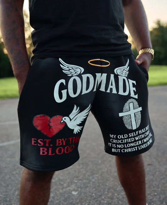 (Mercy Black) Limited Crucified With Christ Sweatshorts