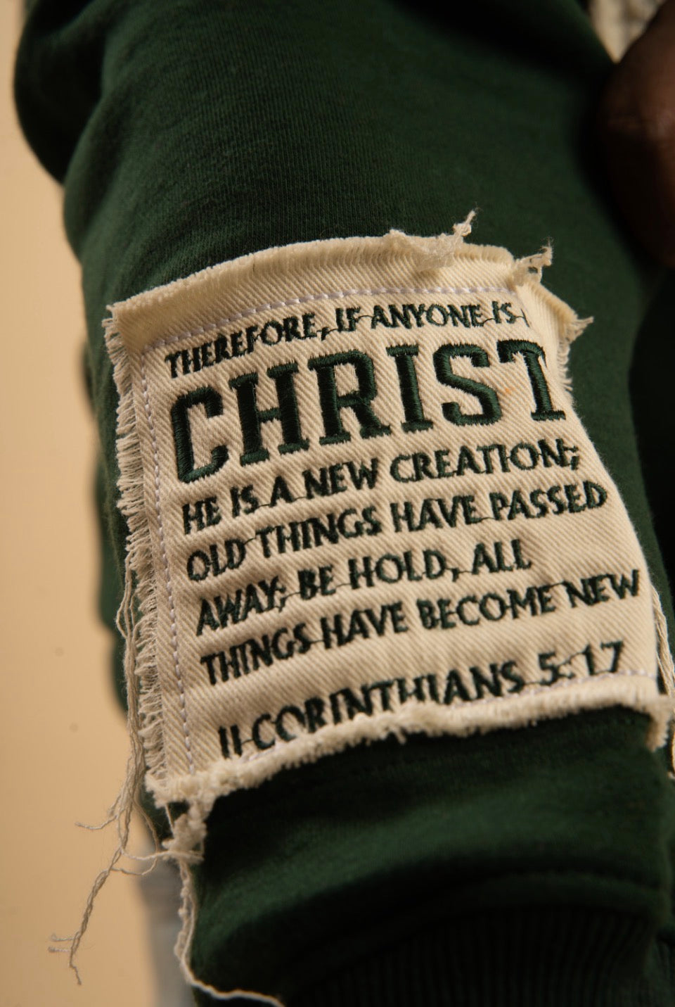(Hunter Green) New Creation Distressed Letter Hoodie