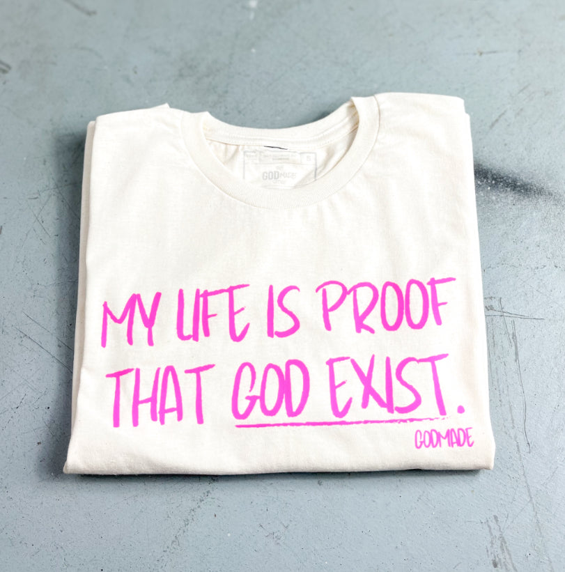 (Off White & Pink) My Life is Proof Unisex T-shirt