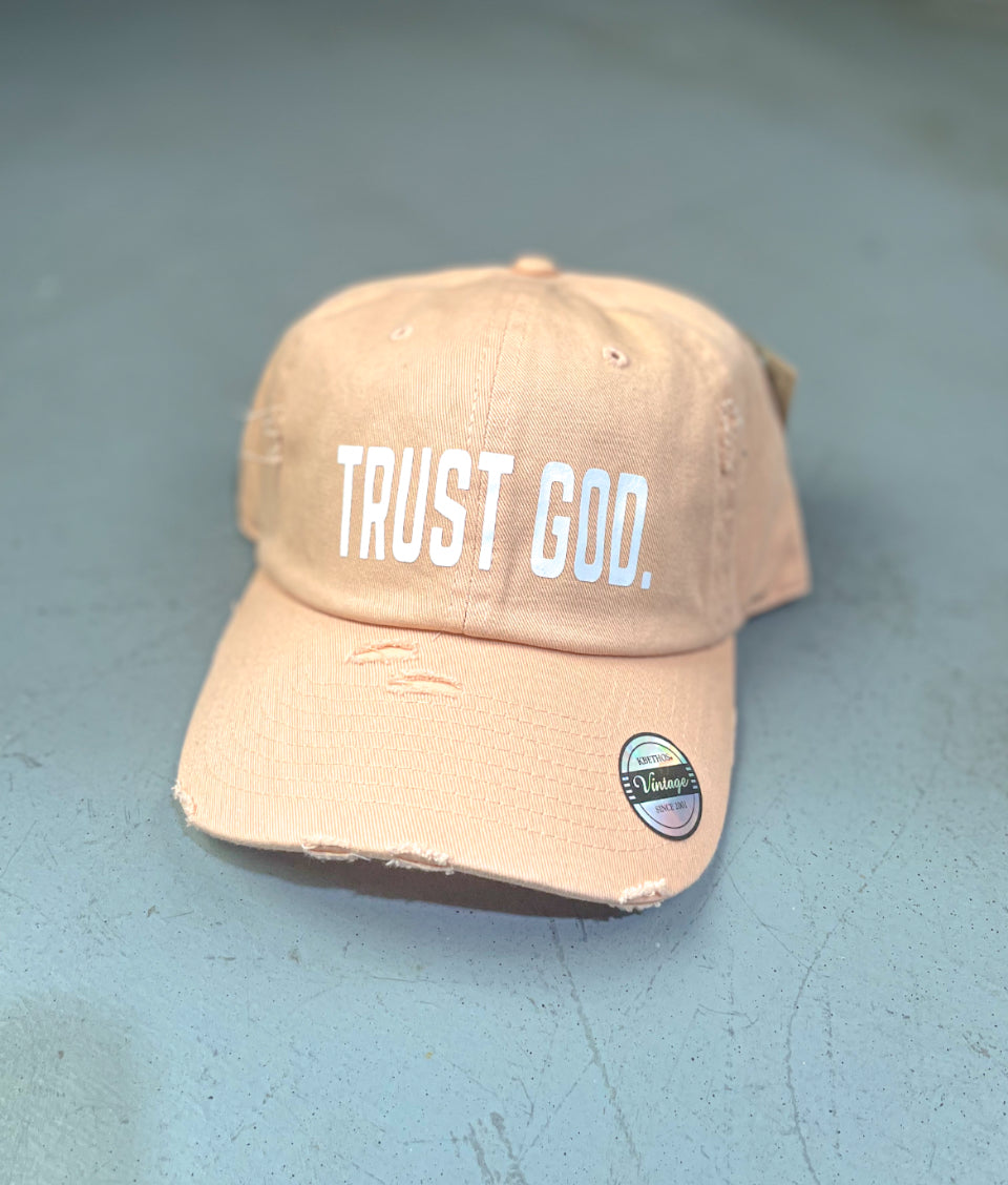 (Peach) Trust God Dad Hat