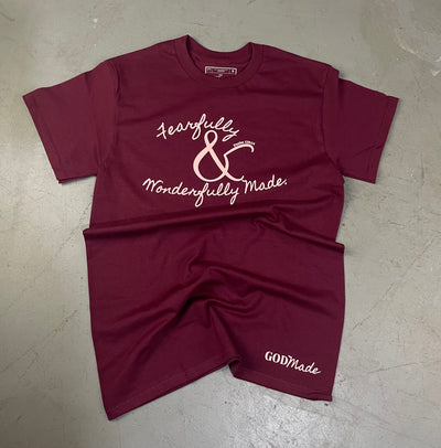 (Maroon & Rose) Fearfully & Wonderfully Made Unisex T-Shirt